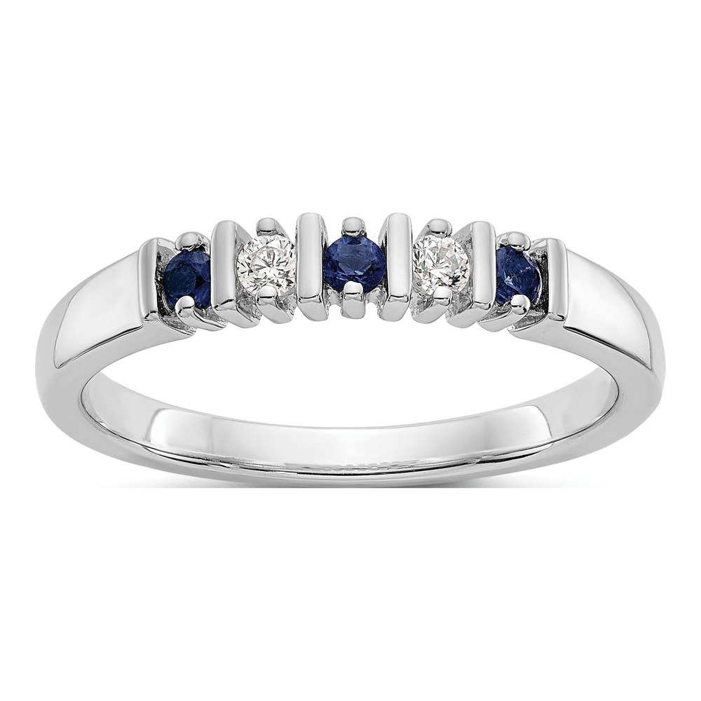 14K White Gold Diamond & Sapphire Wedding Band