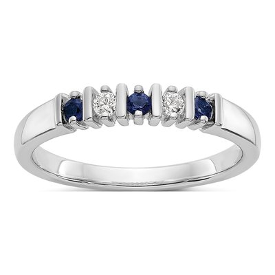 14K White Gold 1/15 ct tw Sapphire & Diamond Wedding Band