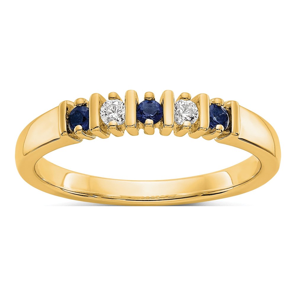 14K Yellow Gold 1/15 ct tw Sapphire & Diamond Wedding Band