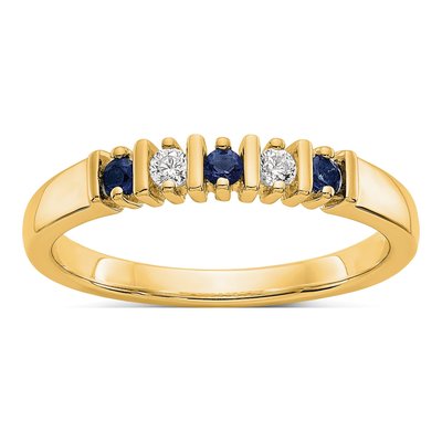 14K Yellow Gold 1/15 ct tw Sapphire & Diamond Wedding Band