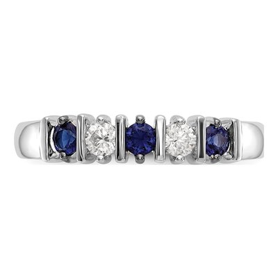 14K White Gold 1/5 ct tw Sapphire & Diamond Wedding Band – view 4