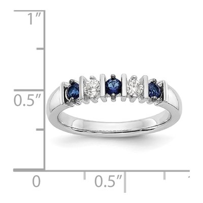 14K White Gold 1/5 ct tw Sapphire & Diamond Wedding Band – view 7