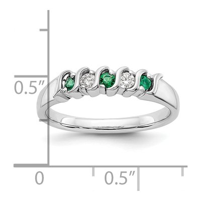 10K White Gold 1/10 ct tw Emerald & Diamond 5-Stone Ring – view 4