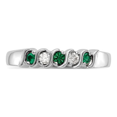 10K White Gold 1/10 ct tw Emerald & Diamond 5-Stone Ring – view 6