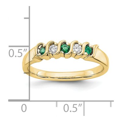 10K Yellow Gold 1/10 ct tw Emerald & Diamond 5-Stone Ring – view 2