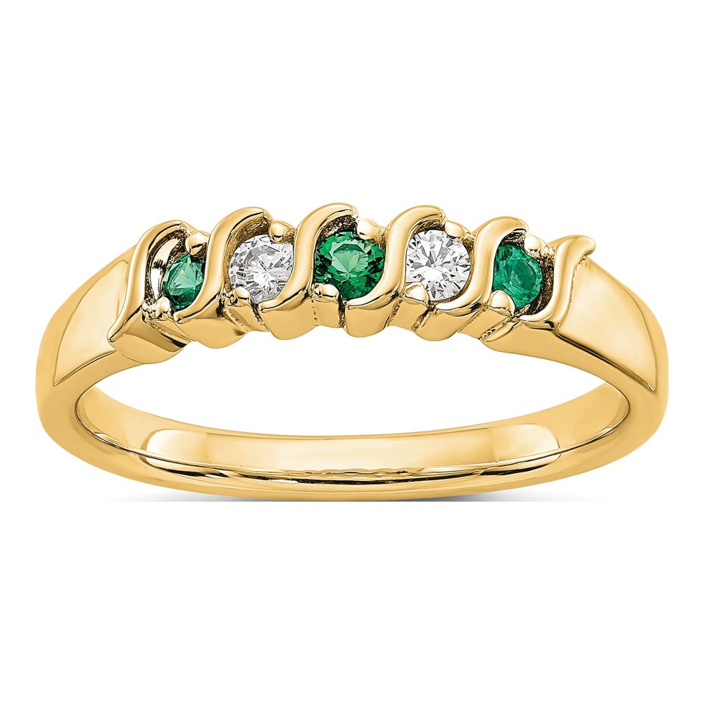 10K Yellow Gold 1/10 ct tw Emerald & Diamond 5-Stone Ring