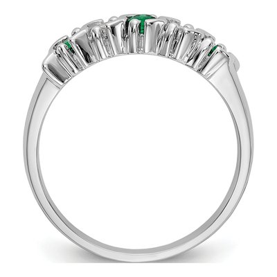 14K White Gold 1/5 ct tw Emerald & Diamond Wedding Band – view 3