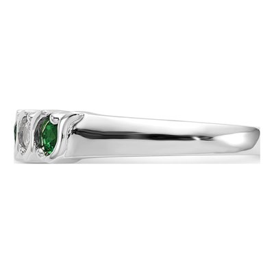 14K White Gold 1/5 ct tw Emerald & Diamond Wedding Band – view 4