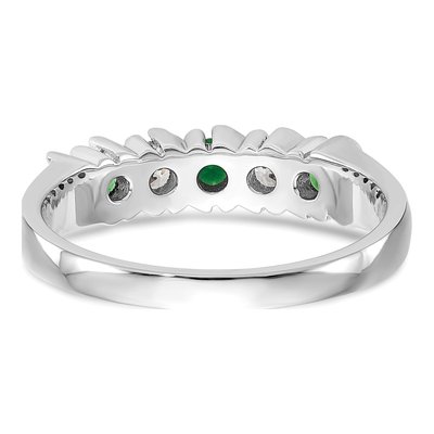 14K White Gold 1/5 ct tw Emerald & Diamond Wedding Band – view 6