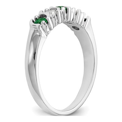 14K White Gold 1/5 ct tw Emerald & Diamond Wedding Band – view 7
