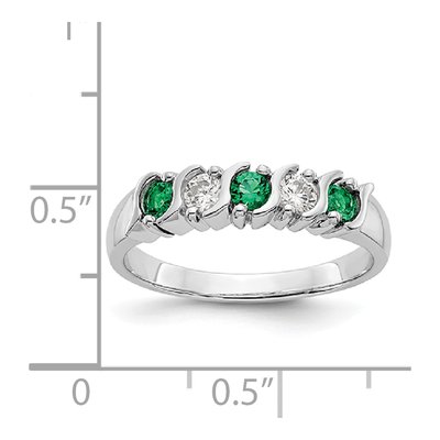 14K White Gold 1/5 ct tw Emerald & Diamond Wedding Band – view 8
