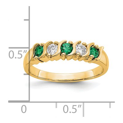 14K Yellow Gold 1/5 ct tw Emerald & Diamond Wedding Band – view 3