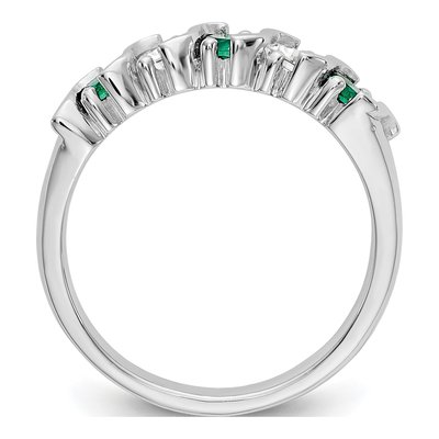 14K White Gold 1/3 ct tw Emerald & Diamond Wedding Band – view 3