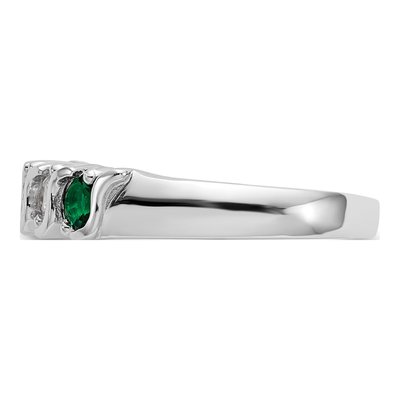 14K White Gold 1/3 ct tw Emerald & Diamond Wedding Band – view 4