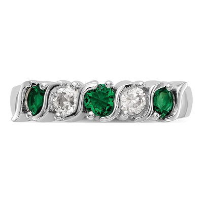 14K White Gold 1/3 ct tw Emerald & Diamond Wedding Band – view 5