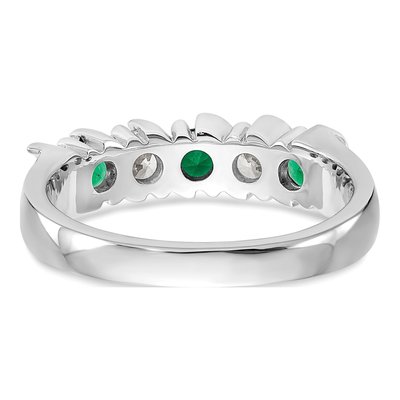 14K White Gold 1/3 ct tw Emerald & Diamond Wedding Band – view 6