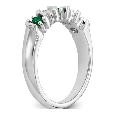14K White Gold 1/3 ct tw Emerald & Diamond Wedding Band – view 7