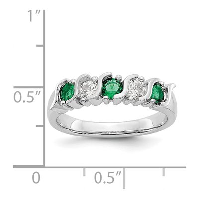 14K White Gold 1/3 ct tw Emerald & Diamond Wedding Band – view 8