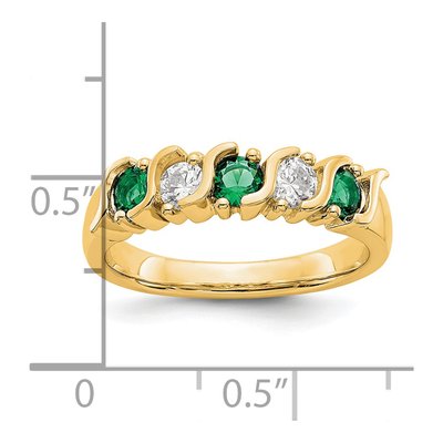 14K Yellow Gold 1/3 ct tw Emerald & Diamond Wedding Band – view 3