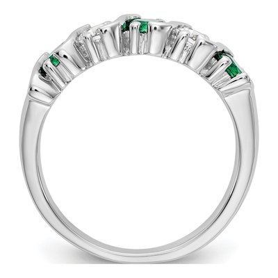 14K White Gold 3/8 ct tw Emerald & Diamond Wedding Band – view 3