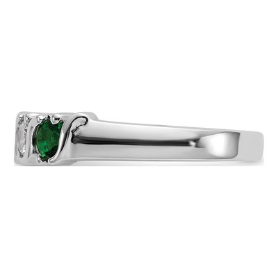 14K White Gold 3/8 ct tw Emerald & Diamond Wedding Band – view 4