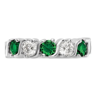 14K White Gold 3/8 ct tw Emerald & Diamond Wedding Band – view 5