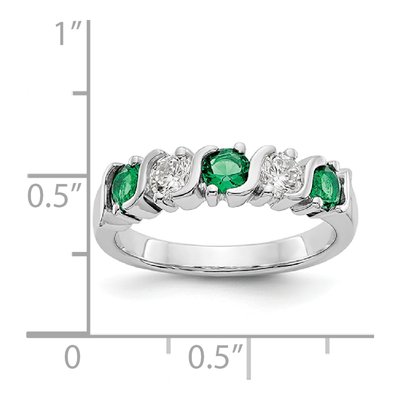 14K White Gold 3/8 ct tw Emerald & Diamond Wedding Band – view 8