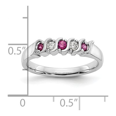 10K White Gold 1/10 ct tw Ruby & Diamond 5-Stone Ring – view 2