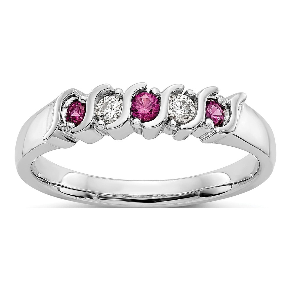 10K White Gold 1/10 ct tw Ruby & Diamond 5-Stone Ring