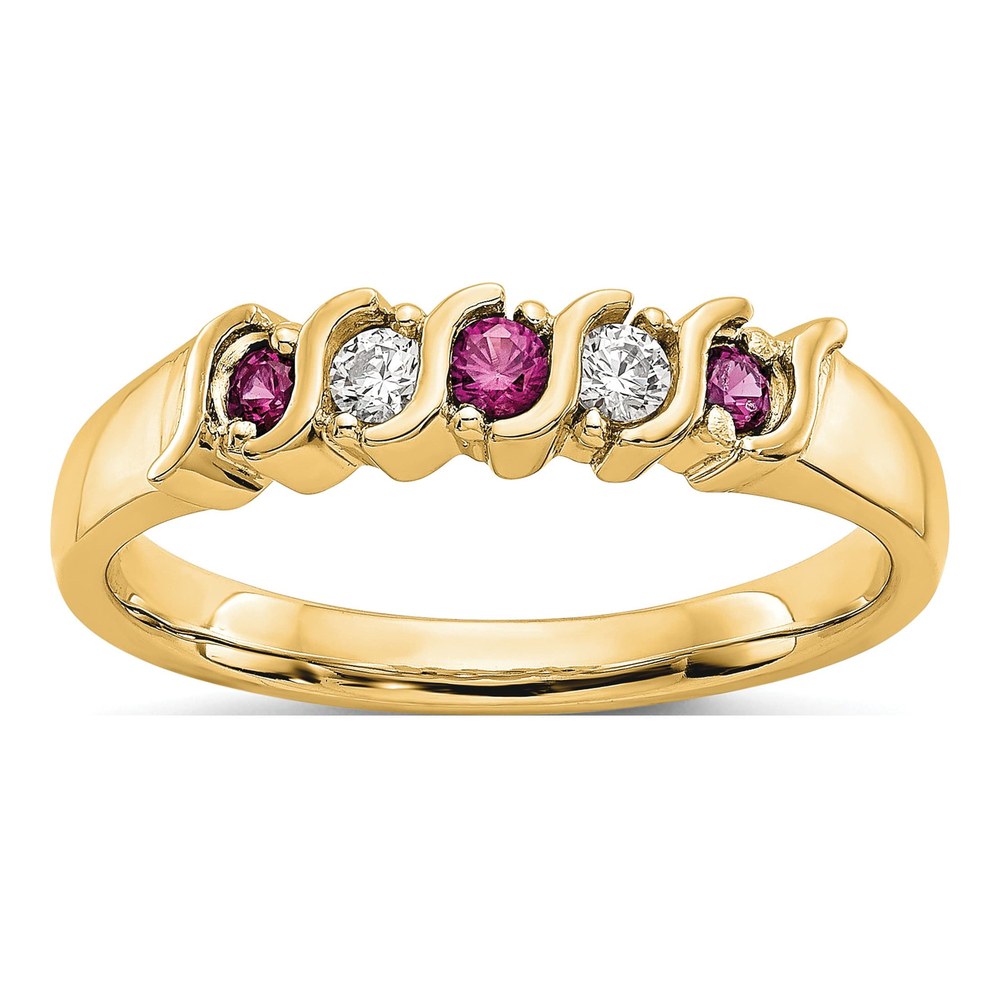 10K Yellow Gold 1/10 ct tw Ruby & Diamond 5-Stone Ring