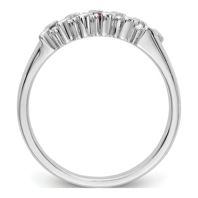 14K White Gold 1/10 ct tw Ruby & Diamond Wedding Band – view 2