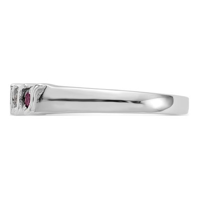 14K White Gold 1/10 ct tw Ruby & Diamond Wedding Band – view 3