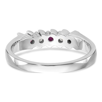 14K White Gold 1/10 ct tw Ruby & Diamond Wedding Band – view 5