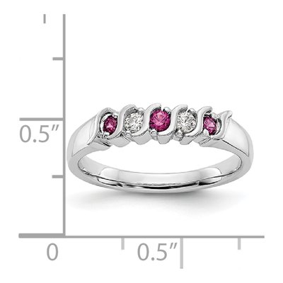 14K White Gold 1/10 ct tw Ruby & Diamond Wedding Band – view 7