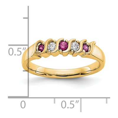 14K Yellow Gold 1/10 ct tw Ruby & Diamond Wedding Band – view 4