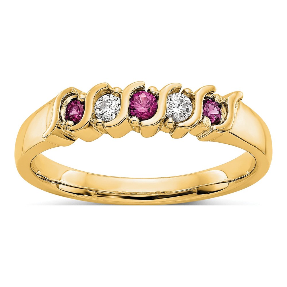 14K Yellow Gold 1/10 ct tw Ruby & Diamond Wedding Band