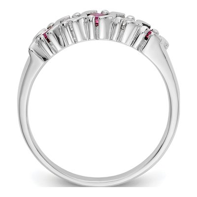 14K White Gold 1/5 ct tw Ruby & Diamond Wedding Band – view 3