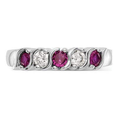 14K White Gold 1/5 ct tw Ruby & Diamond Wedding Band – view 5
