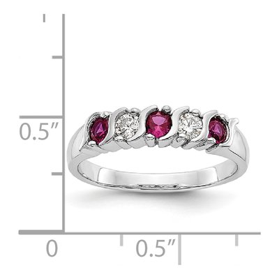 14K White Gold 1/5 ct tw Ruby & Diamond Wedding Band – view 8