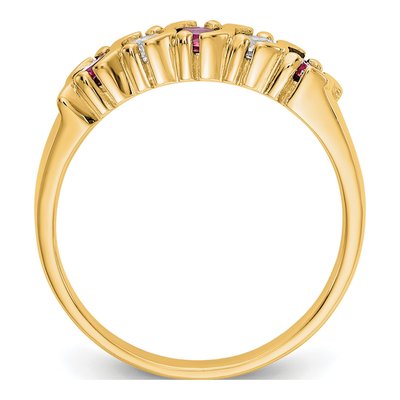 14K Yellow Gold 1/5 ct tw Ruby & Diamond Wedding Band – view 3