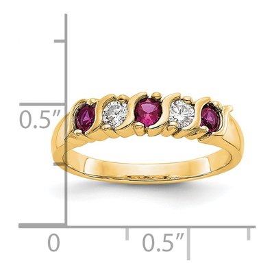 14K Yellow Gold 1/5 ct tw Ruby & Diamond Wedding Band – view 4
