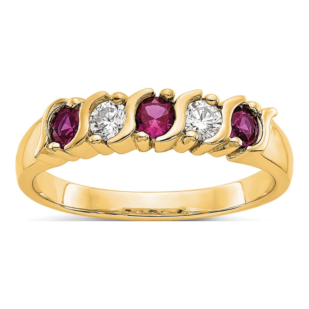 14K Yellow Gold 1/5 ct tw Ruby & Diamond Wedding Band