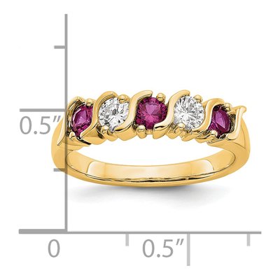 14K Yellow Gold 1/3 ct tw Ruby & Diamond Wedding Band – view 3