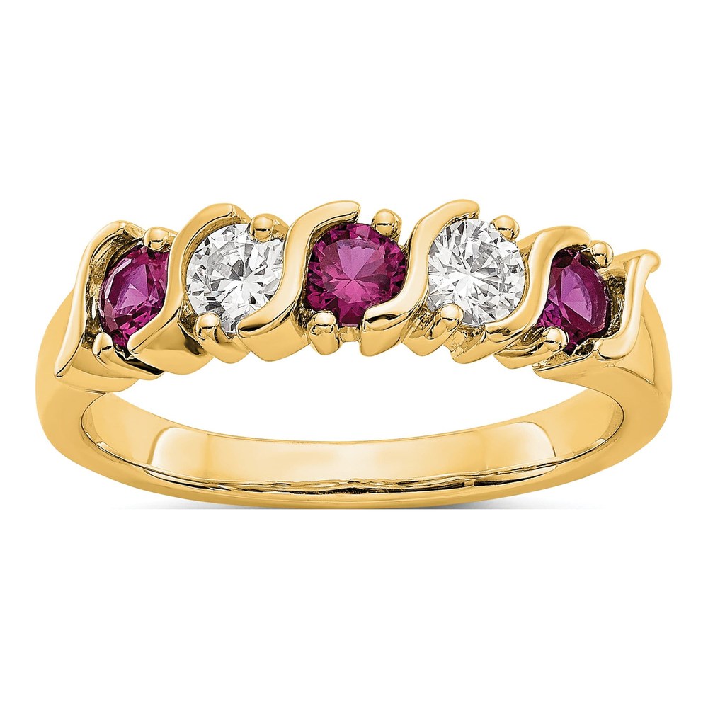14K Yellow Gold 1/3 ct tw Ruby & Diamond Wedding Band