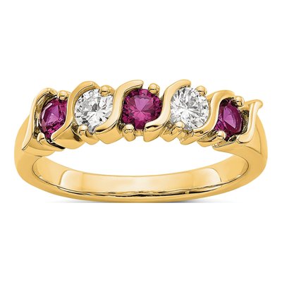 14K Yellow Gold 1/3 ct tw Ruby & Diamond Wedding Band