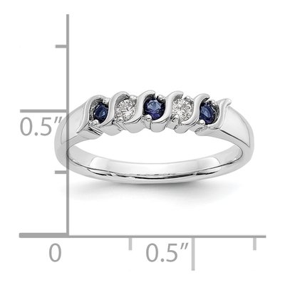 10K White Gold 1/10 ct tw Sapphire & Diamond 5-Stone Ring – view 3