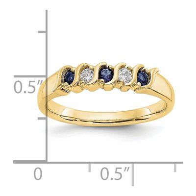 10K Yellow Gold 1/10 ct tw Sapphire & Diamond 5-Stone Ring – view 3