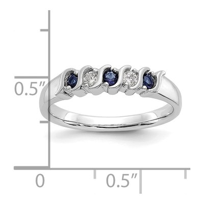 14K White Gold 1/10 ct tw Sapphire & Diamond Wedding Band – view 8