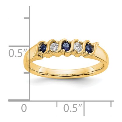 14K Yellow Gold 1/10 ct tw Sapphire & Diamond Wedding Band – view 2