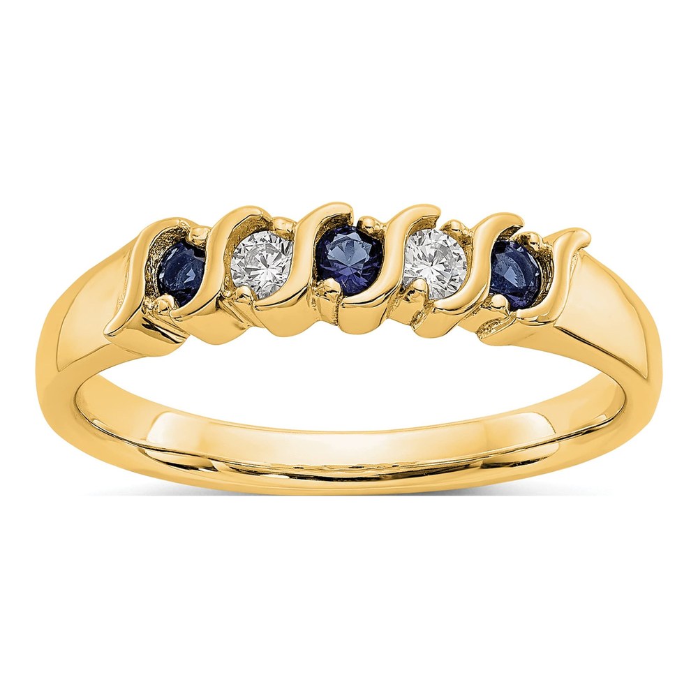 14K Yellow Gold 1/10 ct tw Sapphire & Diamond Wedding Band